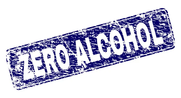 Sello de rectángulo redondeado con marco de CERO ALCOHOL rayado — Vector de stock