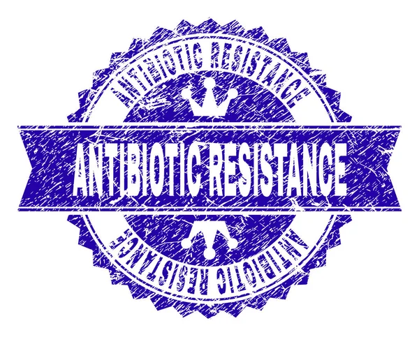 Sello de sello de resistencia antibiótica con textura rayada con cinta — Vector de stock
