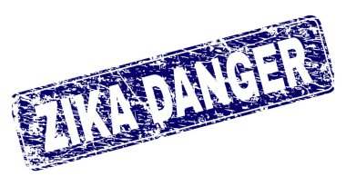 Yuvarlatılmış dikdörtgen damga çizilmiş Zika tehlike çerçeveli