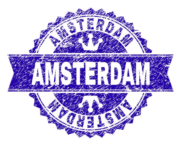 Dokulu Amsterdam damga mühür kurdele ile çizik — Stok Vektör