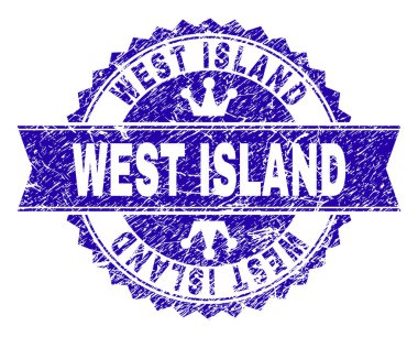 Grunge West Adası damga mühür kurdele ile dokulu