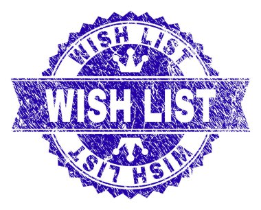 Grunge dilek listesi damga mühür kurdele ile dokulu