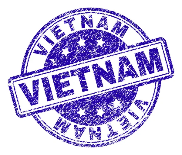 Zerkratzte texturierte vietnamesische Briefmarke — Stockvektor