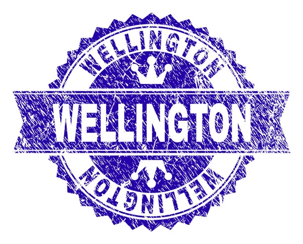 Zerkratztes texturiertes Stempelsiegel aus Wellington mit Band — Stockvektor