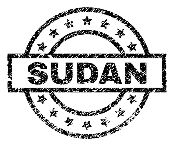 Sudan damga mühür filigran sıkıntı tarzı ile. Dikdörtgen, daire ve yıldız ile tasarlanmıştır. Sudan başlık doku ile siyah vektör kauçuk baskı.