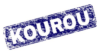 Yuvarlatılmış dikdörtgen damga grunge Kourou çerçeveli