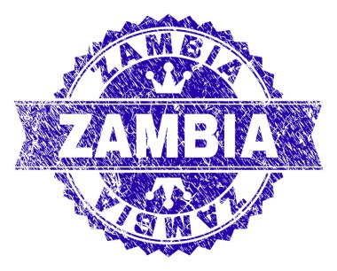 Dokulu Zambiya damga mühür kurdele ile çizik