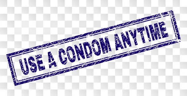 Repad Använd A kondom när som helst rektangel stämpel — Stock vektor