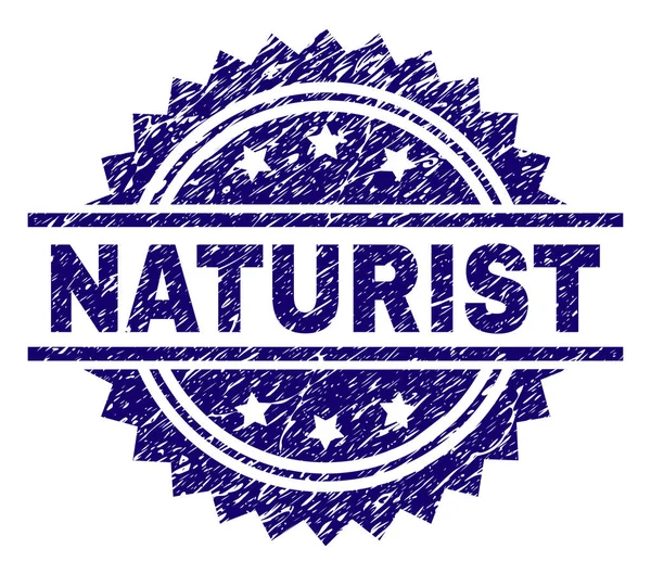 Gekrast getextureerde Naturist stempel-zegel — Stockvector