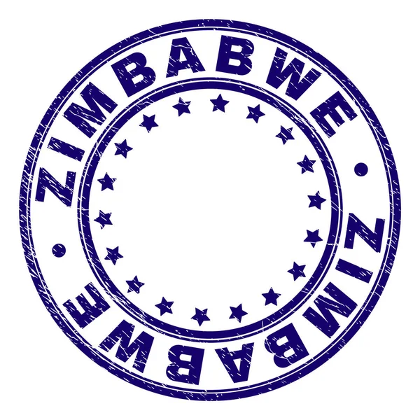 Царапнутая текстурная печать ZIMBABWE Round Stamp Seal — стоковый вектор