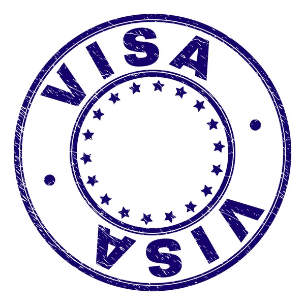 Grunge getextureerde Visa ronde stempel-zegel — Stockvector