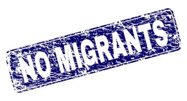 Hiçbir göçmen çerçeveli grunge yuvarlatılmış dikdörtgen damgası