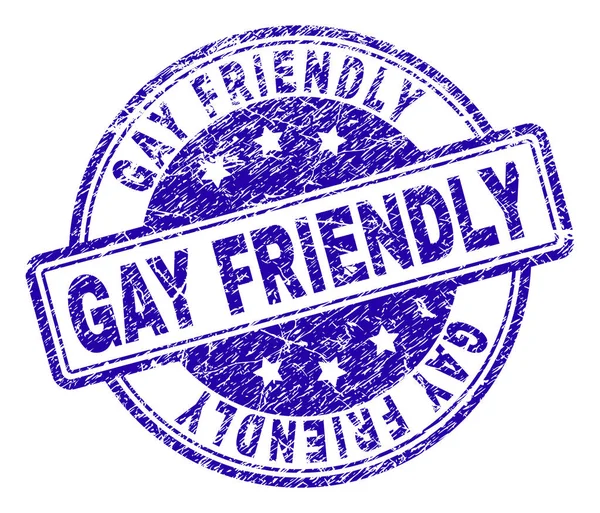 Scratched Textured GAY FRIENDLY Stamp Seal — Stock Vector
