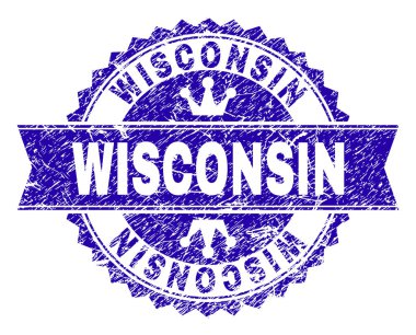 Grunge Wisconsin damga mühür kurdele ile dokulu