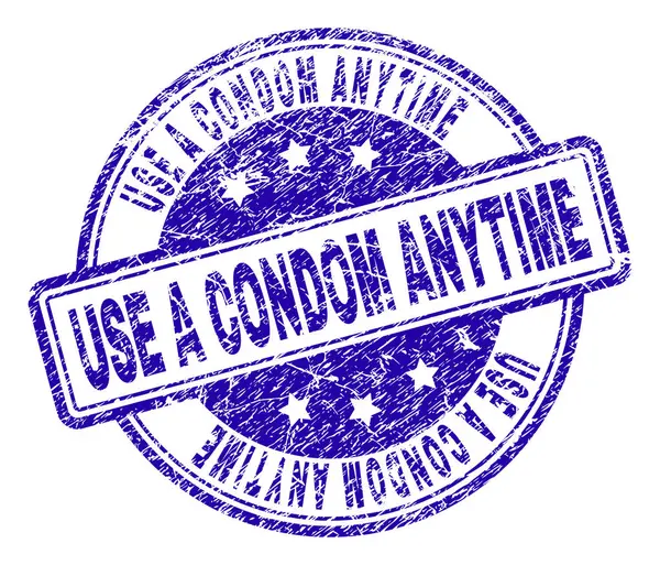 Grunge texturerat använda kondom när som helst stämpel tätning — Stock vektor