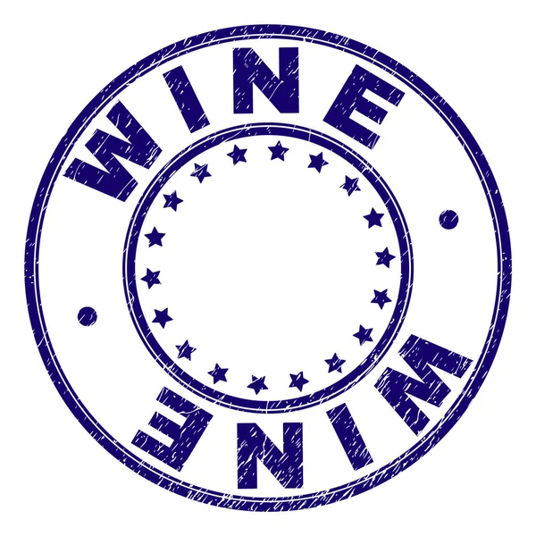 Grunge Textured WINE Round Stamp Seal — Stock Vector