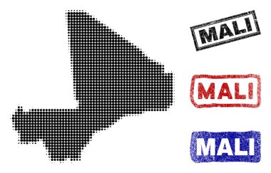 Yarı ton nokta tarzı Grunge adı pulları ile mali Haritası