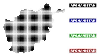 Afganistan harita Grunge resim yazısı pulları ile nokta tarzında