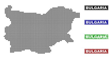 Bulgaristan harita Grunge resim yazısı pulları ile nokta tarzında