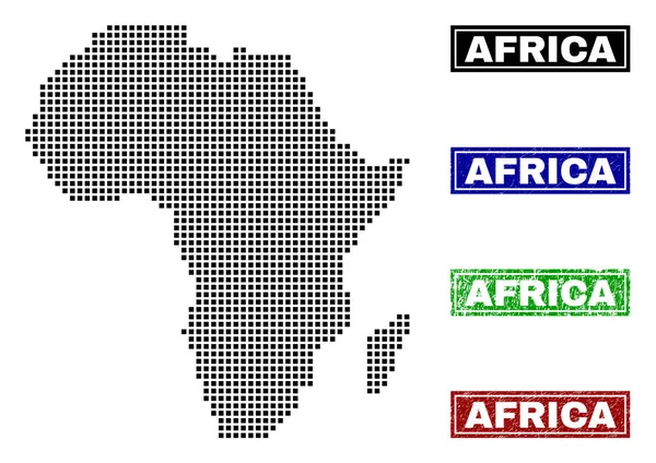 Carte de l'Afrique en style pointillé avec le nom du Grunge Timbres — Image vectorielle