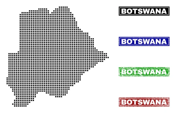 Botswana Mapa w Dot stylu Grunge tytuł znaczki — Wektor stockowy