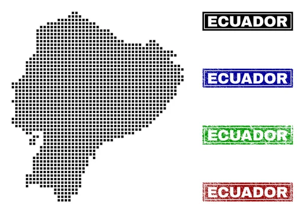 Grunge adı pulları ile nokta tarzında Ekvador Haritası — Stok Vektör