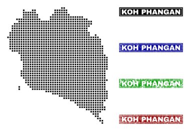 Koh Phangan harita Grunge adı pulları ile nokta tarzında