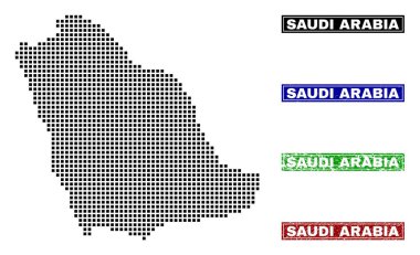 Suudi Arabistan harita Grunge resim yazısı pulları ile nokta tarzında