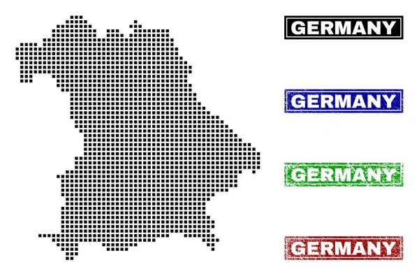 Németország megjelenítése Dot stílusú Grunge felirat bélyegek — Stock Vector