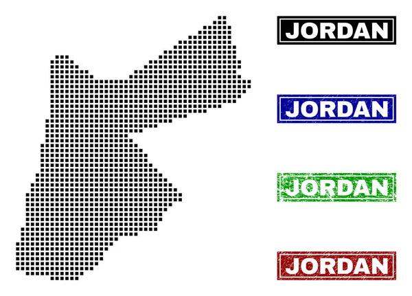 Jordan Carte en Style Dot avec Grunge Légende Timbres — Image vectorielle