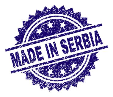 Grunge dokulu Made ın Sırbistan damga mühür