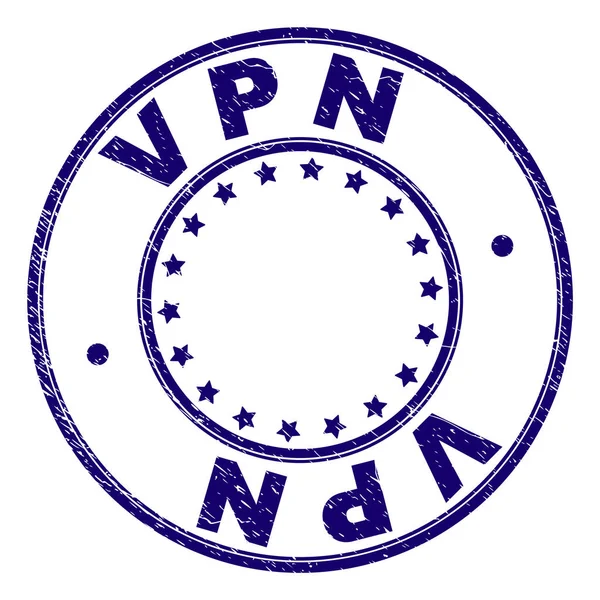 Selo de carimbo redondo VPN texturizado riscado — Vetor de Stock