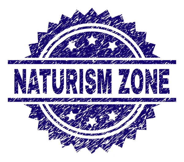 Grunge getextureerde Naturisme Zone-stempel-zegel — Stockvector