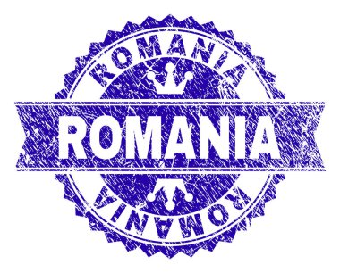 Grunge Romanya damga mühür kurdele ile dokulu