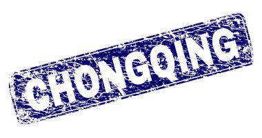 Yuvarlatılmış dikdörtgen damga çizilmiş Chongqing çerçeveli