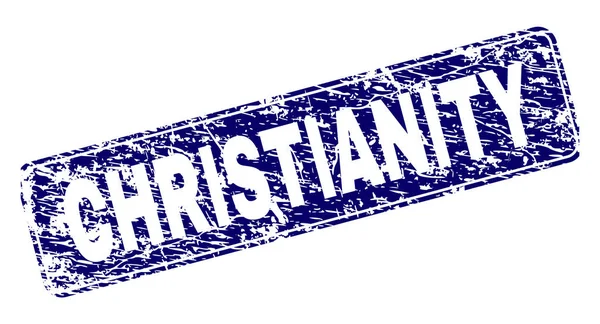 Ο Χριστιανισμός grunge πλαισιωμένο σφραγίδα στρογγυλεμένο ορθογώνιο — Διανυσματικό Αρχείο