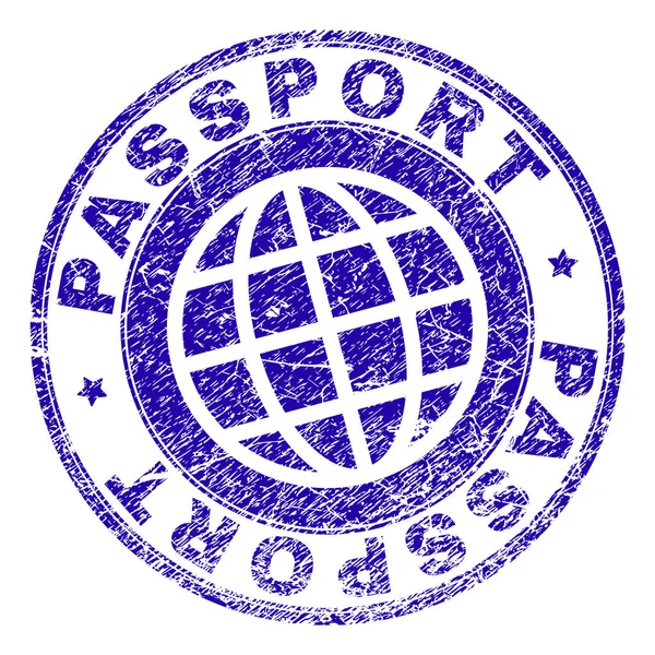 Sello de sello PASSPORT texturizado rayado — Vector de stock