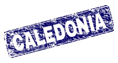 Yuvarlatılmış dikdörtgen damga grunge Caledonia çerçeveli