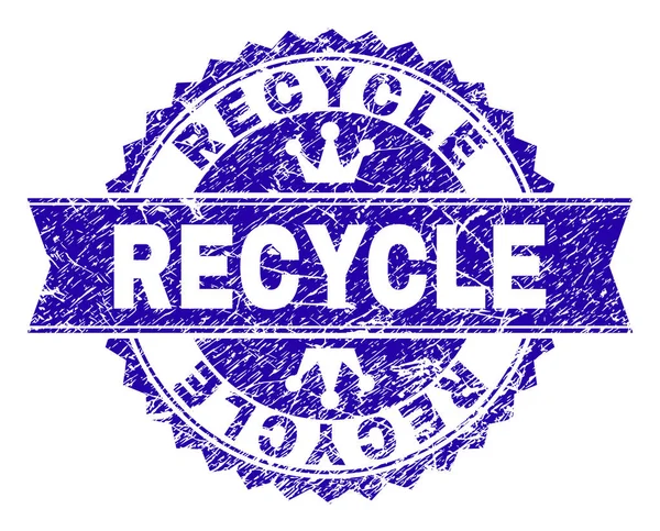 Recycle Rosette Stamp Seal Imitation Grunge Style Designed Rosette Ribbon — Stock Vector