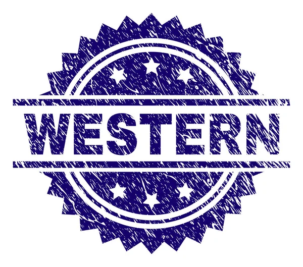 Grunge Textured WESTERN Stamp Seal — Stock Vector