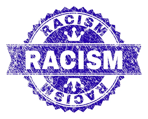 Sello de sello RACISM con textura rayada con cinta — Vector de stock