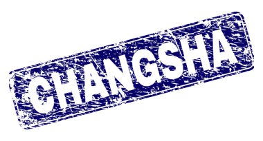 Yuvarlatılmış dikdörtgen damga grunge Changsha çerçeveli