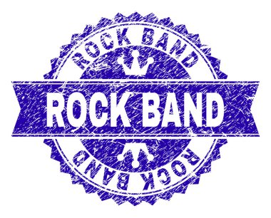 Dokulu Rock Band damga mühür kurdele ile çizik