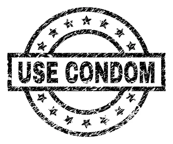 Grunge texturerat använda kondom stämpelplatta — Stock vektor