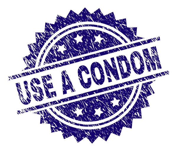 Zerkratzte Textur verwenden Sie ein Kondom-Stempelsiegel — Stockvektor