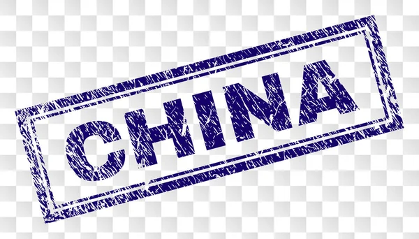 Grunge China Rechteck Stempel — Stockvektor