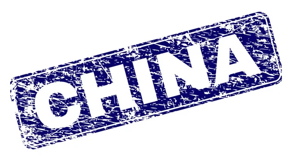 Porysowany Chiny wrobił Stamp zaokrąglony prostokąt — Wektor stockowy