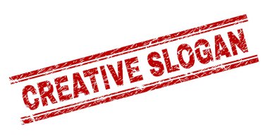 Dokulu yaratıcı sloganı damga mühür çizik