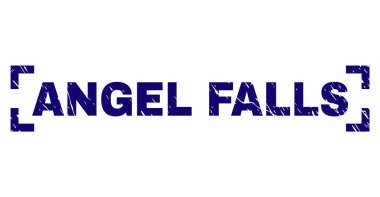 Çizik dokulu Angel Falls damga mühür köşeler arasında
