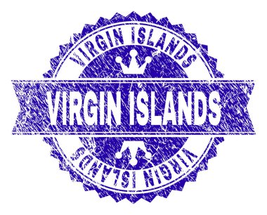 Çizik dokulu Virgin Adaları mühür ile kurdele pul